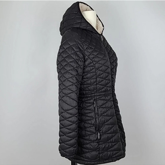 Steve Madden Black Glacier Shield Quilted Faux Fur Hooded Coat Parka Size M - Picture 6 of 12